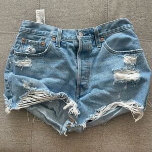 Levi's Light Blue Distressed Jean Shorts